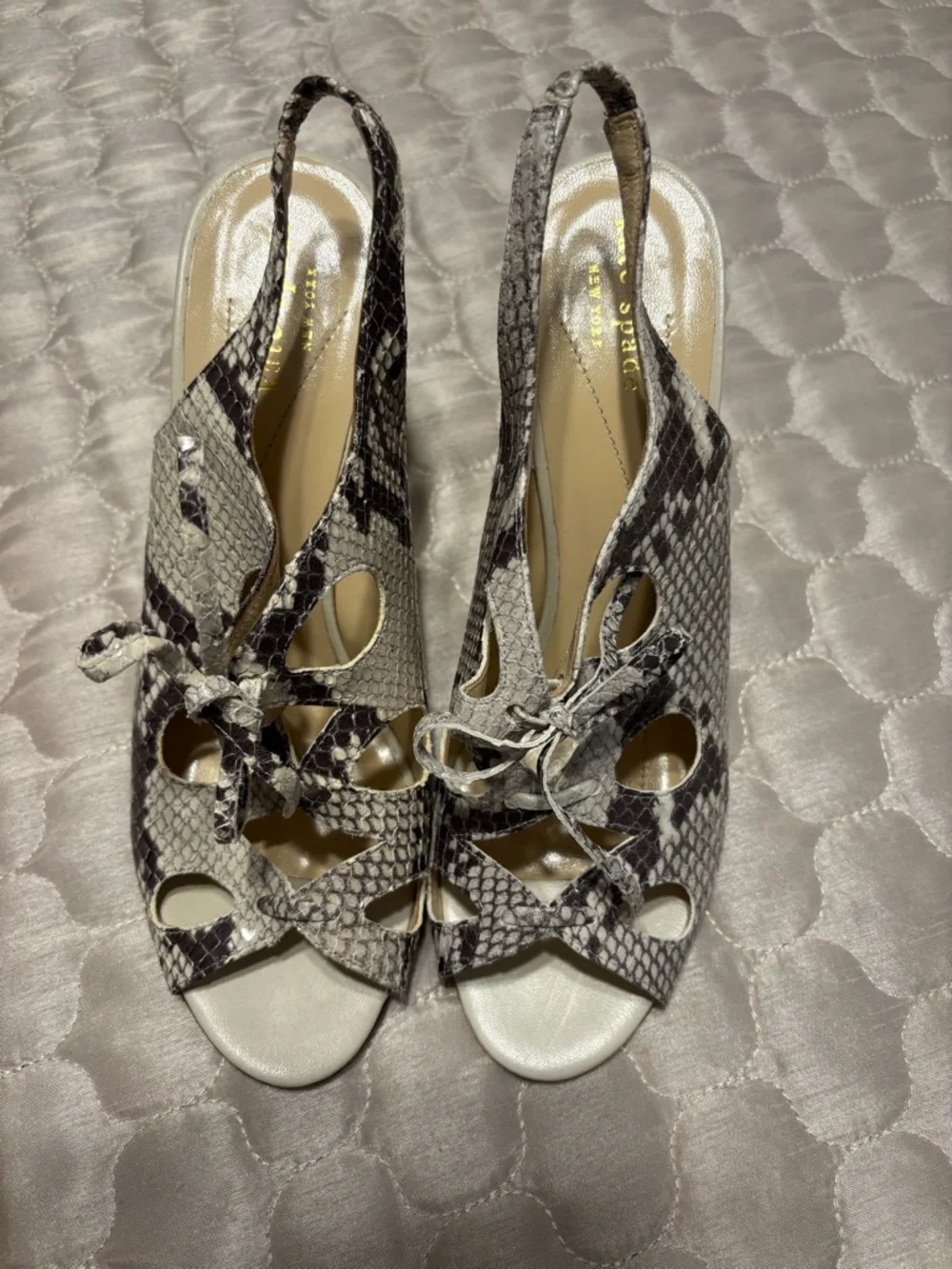 Kate Spade Snakeskin Lace-Up Slingback Heels 8.5 Made in Italy $330 NEW - Picture 2 of 11